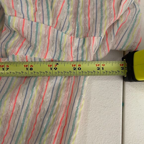 A New Day Blouse Women's XXL Metallic Striped Colorful Short Sleeve V-Neck Top - Picture 10 of 11